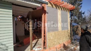 Строительство каркасной пристройки площадью 49 кв.м к существующему дому в Баганашыле