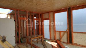 Строительство каркасной пристройки площадью 49 кв.м к существующему дому в Баганашыле