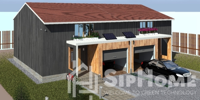 (Объект СДАН) Строительство дома на две семьи (Дуплекс) из СИП панелей на 270 квадратных метров.